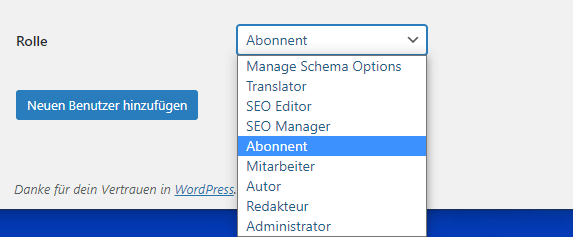 Wordpress Benutzerrollen festlegen