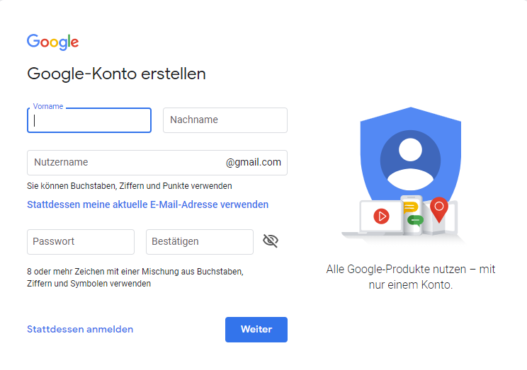 google-console-google-konto-erstellen