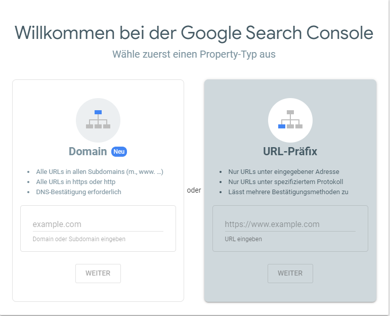 google-console-property-hinzufuegen