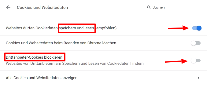 Drittanbieter-Cookies blockieren