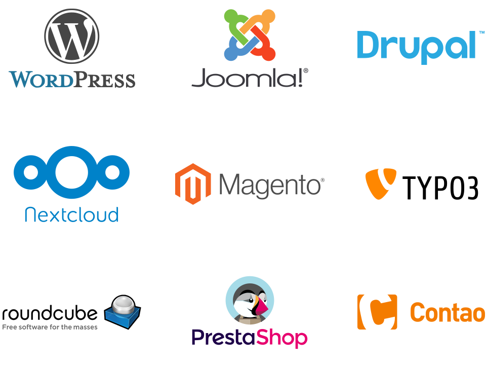 Icons of different programs. For example WordPress, Joomla, Typo3.