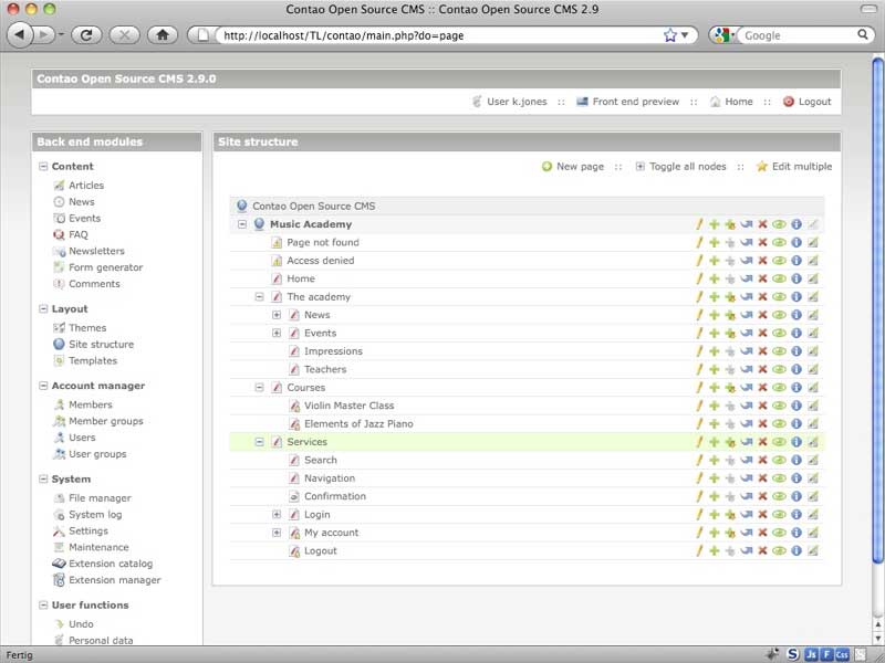 Contao: Seitenstruktur