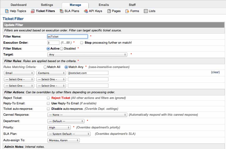 osTicket: Ticket-Filter